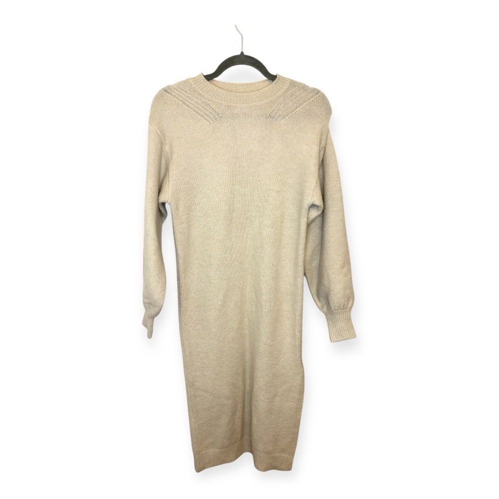 ASOS Design Cream White Midi Knit Sweater Dress Cozy Minimalist Size 2